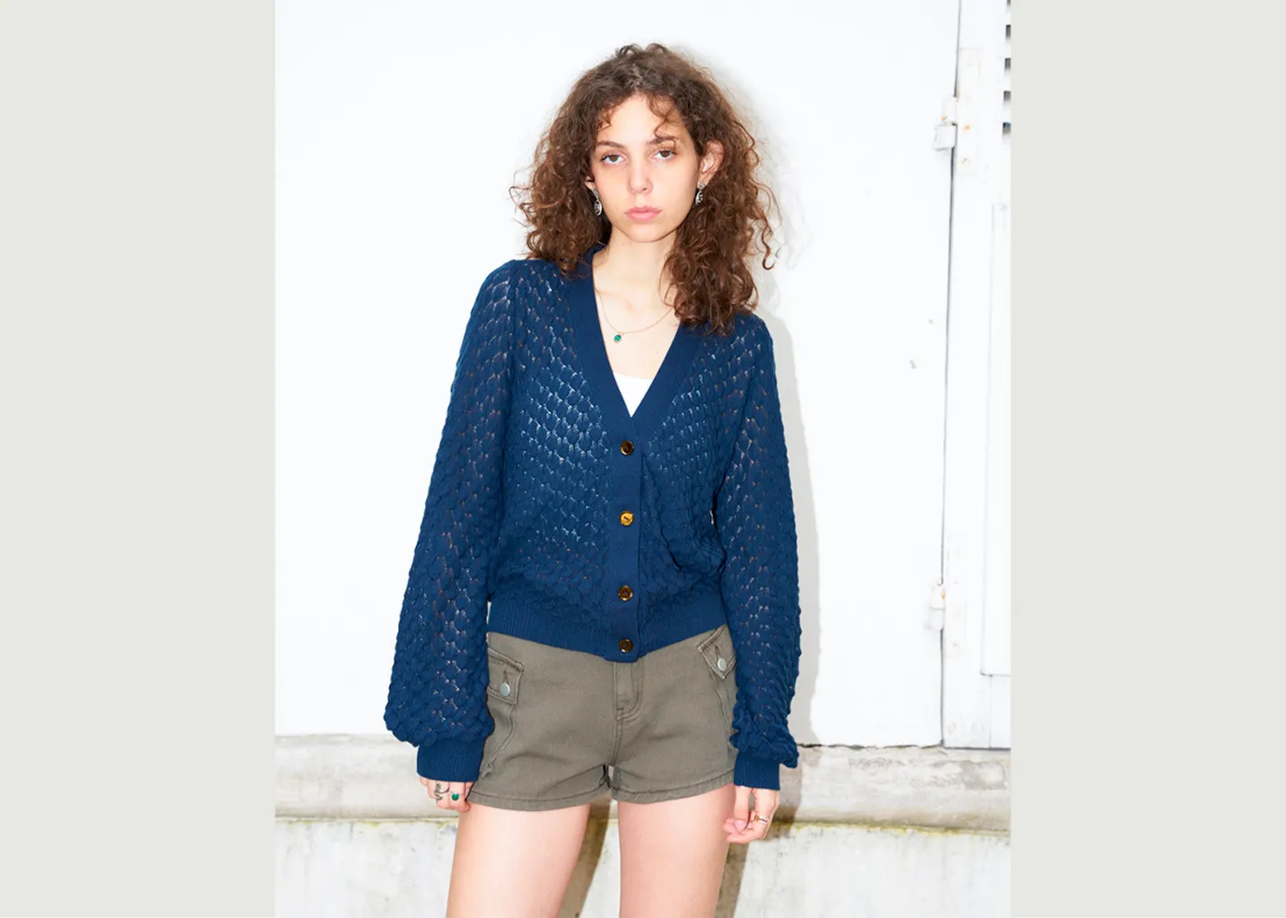 Skylar - Cardigan en tricot à col en V et dentelle Erotokritos