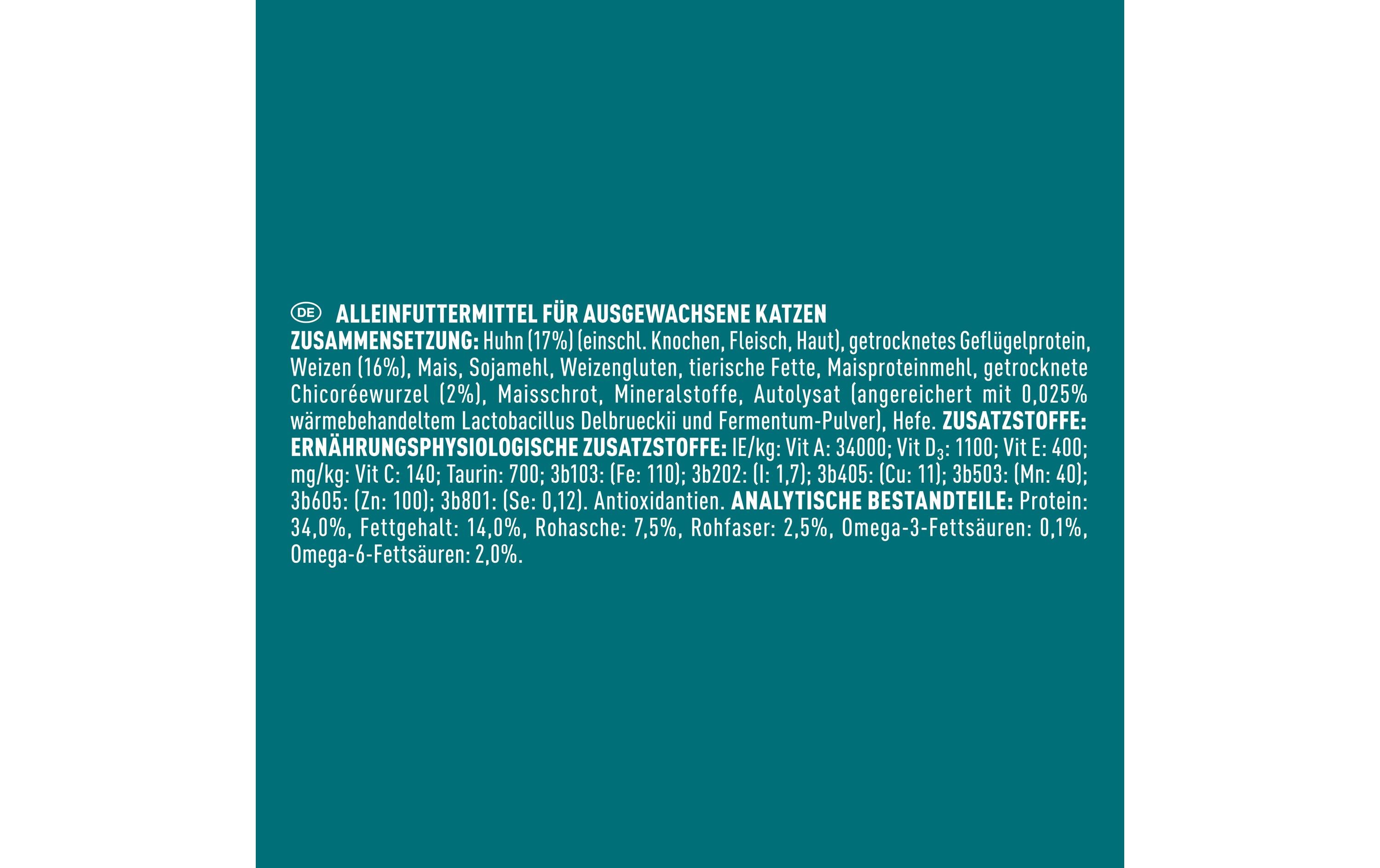 Trockenfutter Adult Huhn und Vollkorn 9.75 kgAlleinfuttermittel für ausgewachsene Katzen