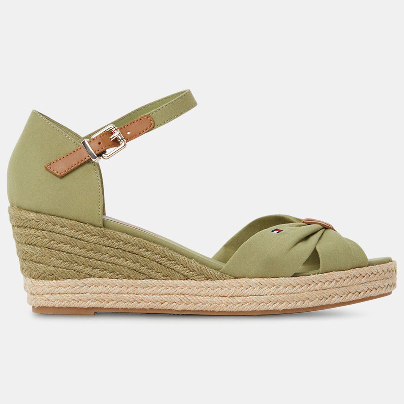 Tommy Hilfiger Sandales compensées Basic Opened Toe kaki - Talon 6.5 cm