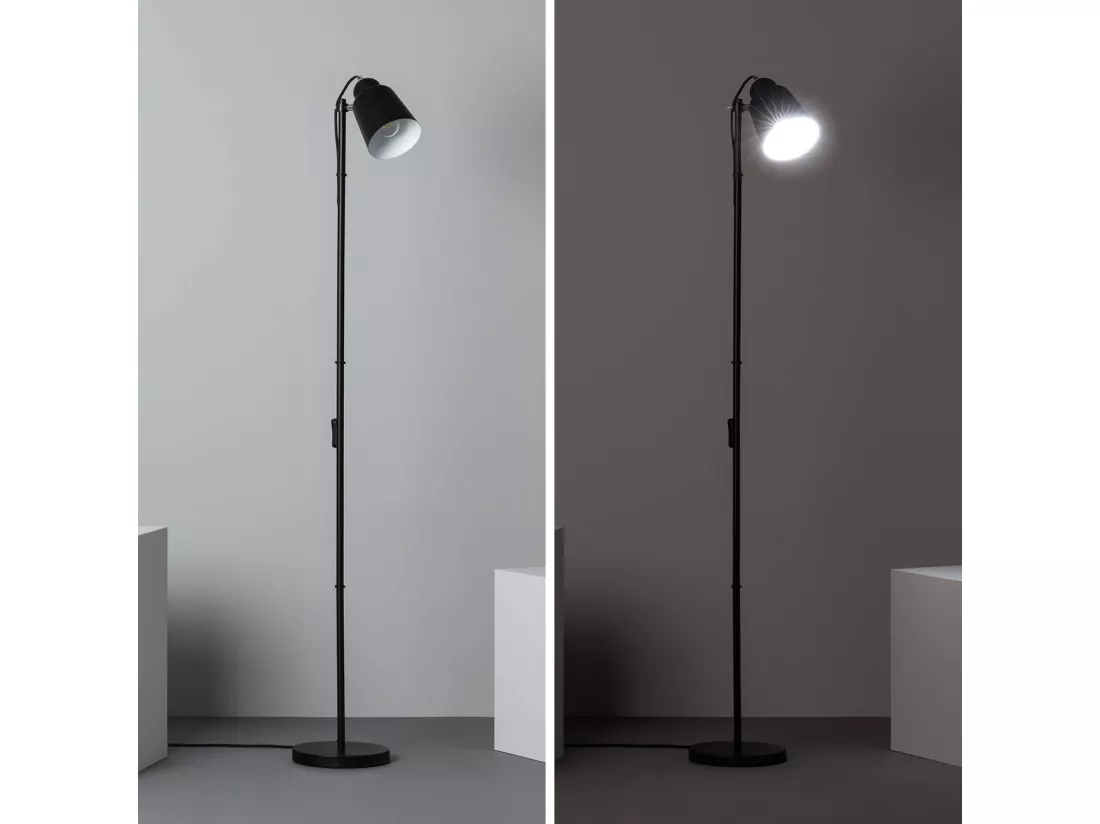 Lampadaire intérieur métal noir H 145cm Rémi