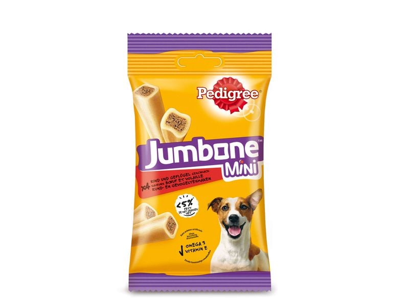 Pedigree Jumbone Mini mit Rind 4 x 40 g Minibeutel mit Rind und Geflügel Geschmack