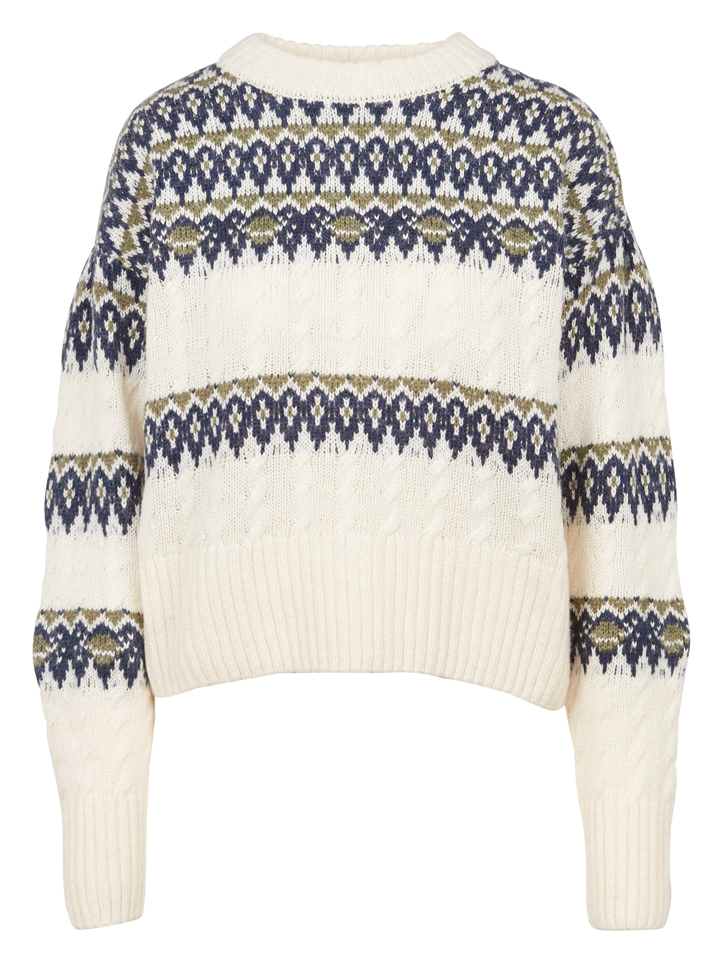 Pull col rond imprimé| Blanc