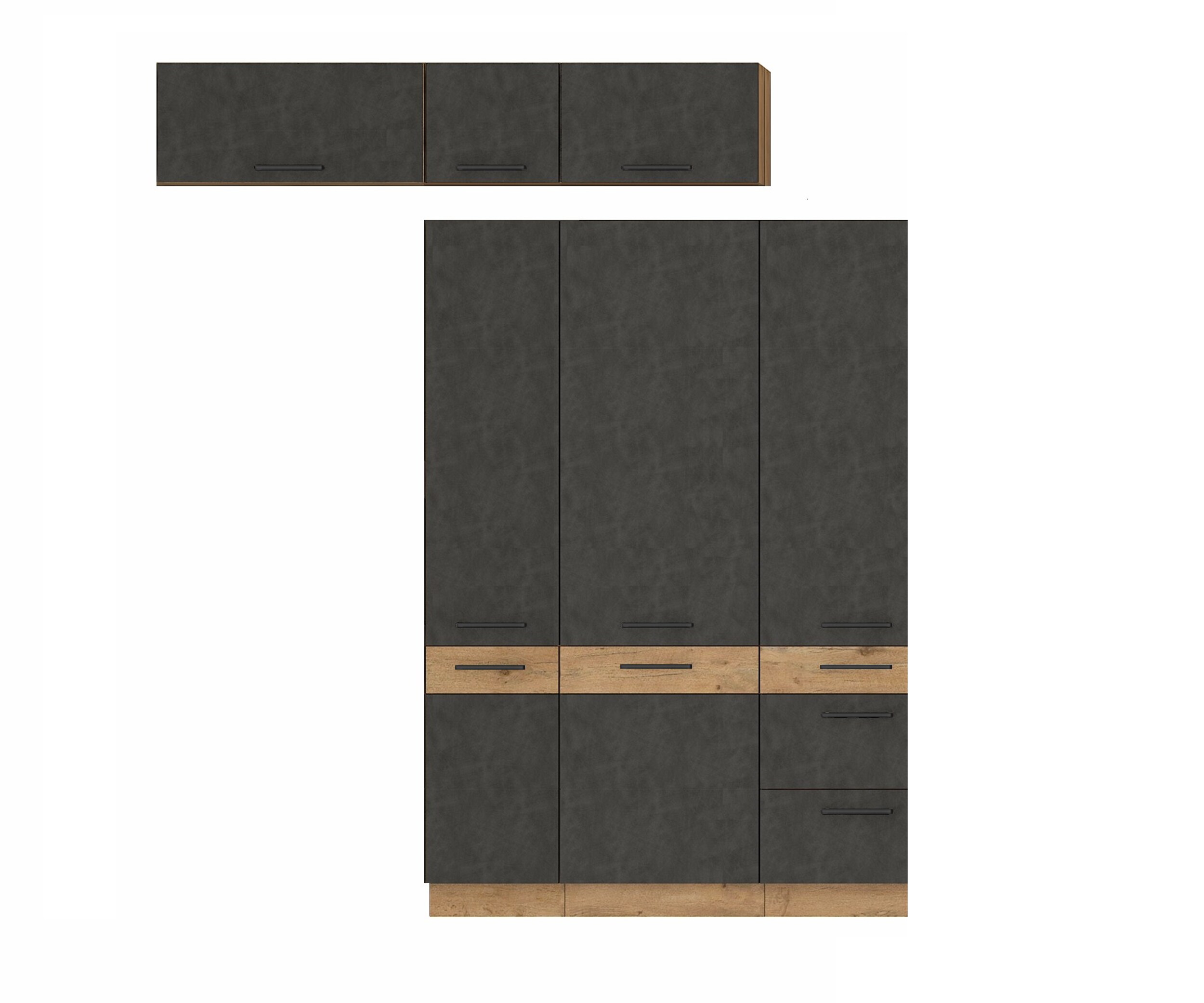 Vigo Aufsatzschrank Hochschrank 80 cm Eiche Lancelot Matera Grau Küchenzeile
