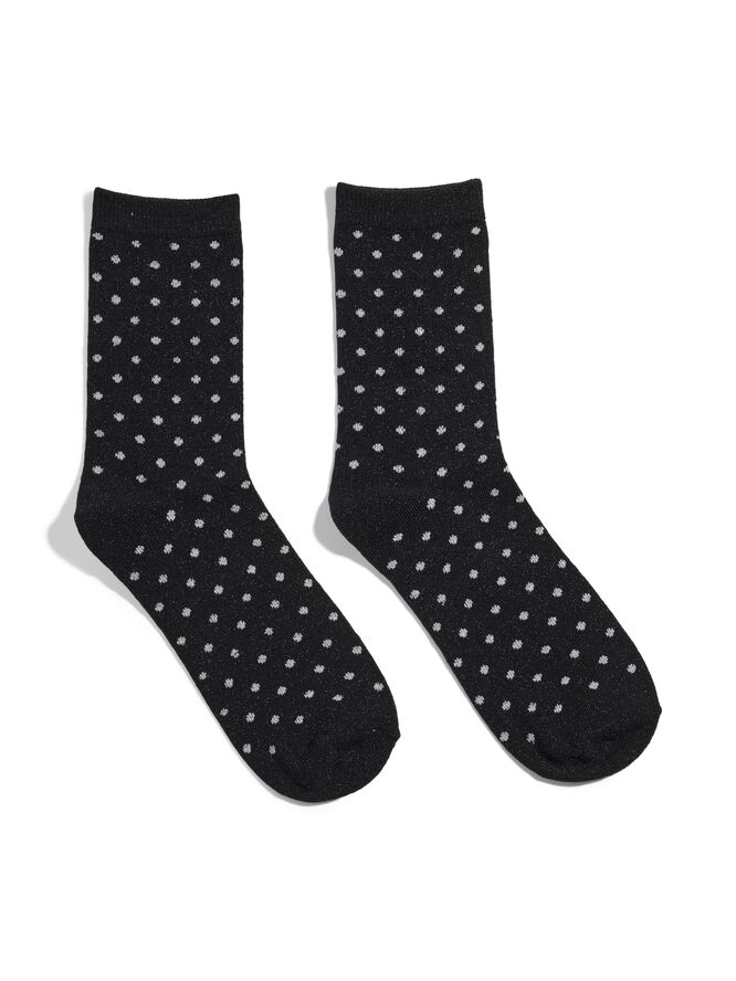 Pieces PCSEBBY GLITTER LONG 1-PACK PATTERN Black/small dots in silver