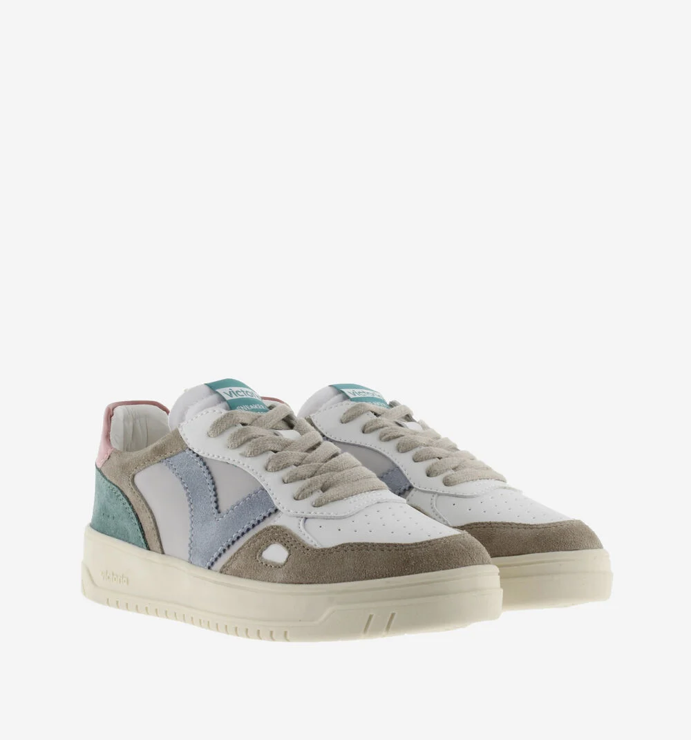 SEUL CUIR FENDU MULTICOLORE Baskets unisexes multicolores à semelles beiges JADE