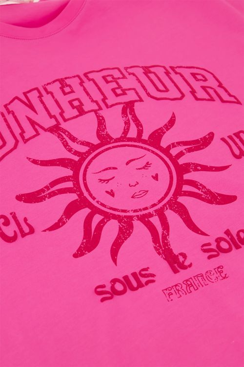 Roze T-shirt ''Bonheur''