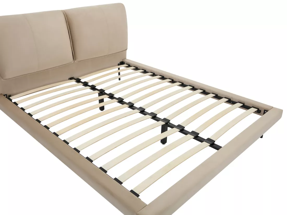 Lit 140 x 190 cm - Velours - Taupe - IBEDIA