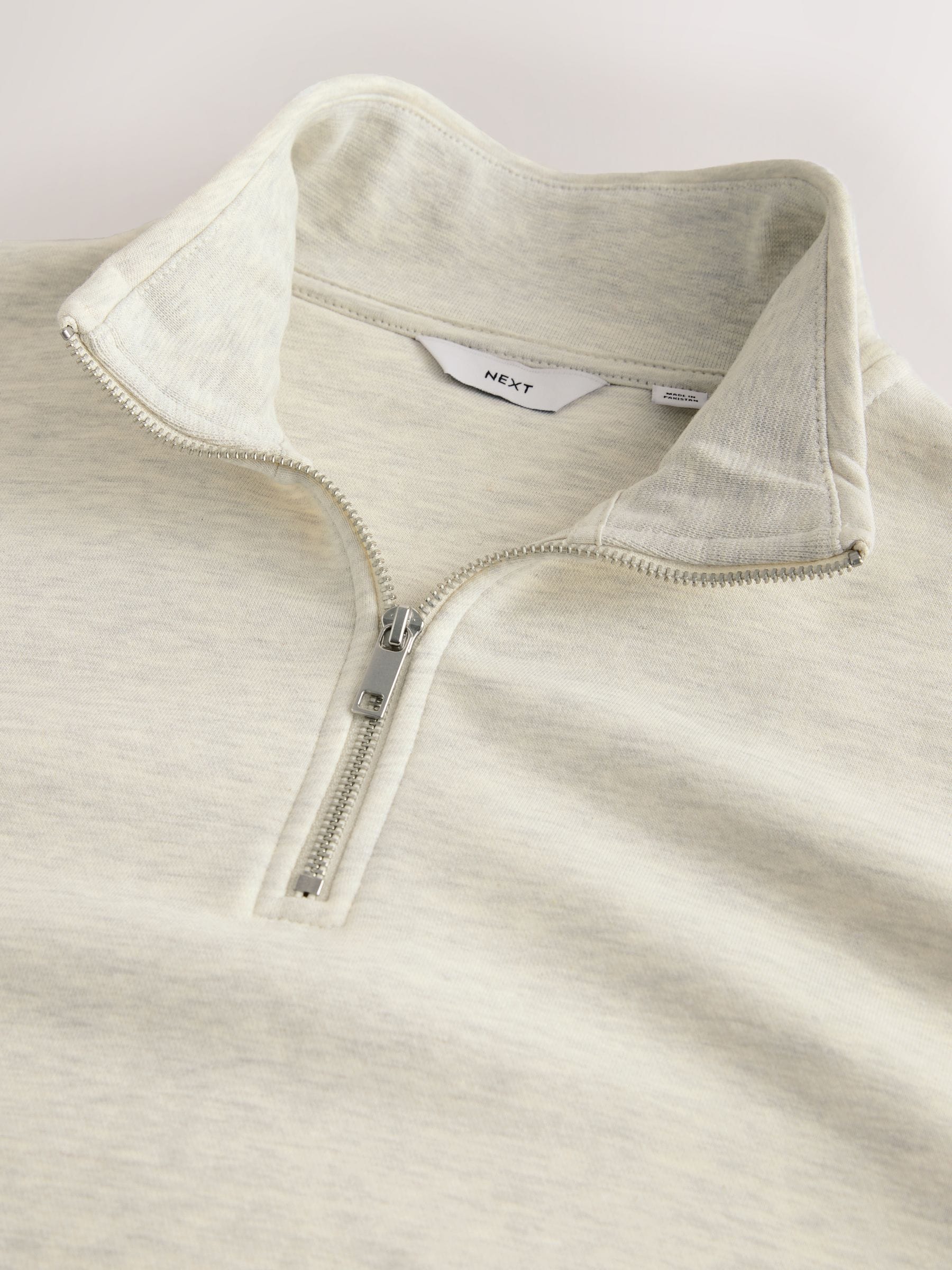 Ecru gemêleerd - Kwartrits - Sweatshirt van jersey met hoog katoengehalte