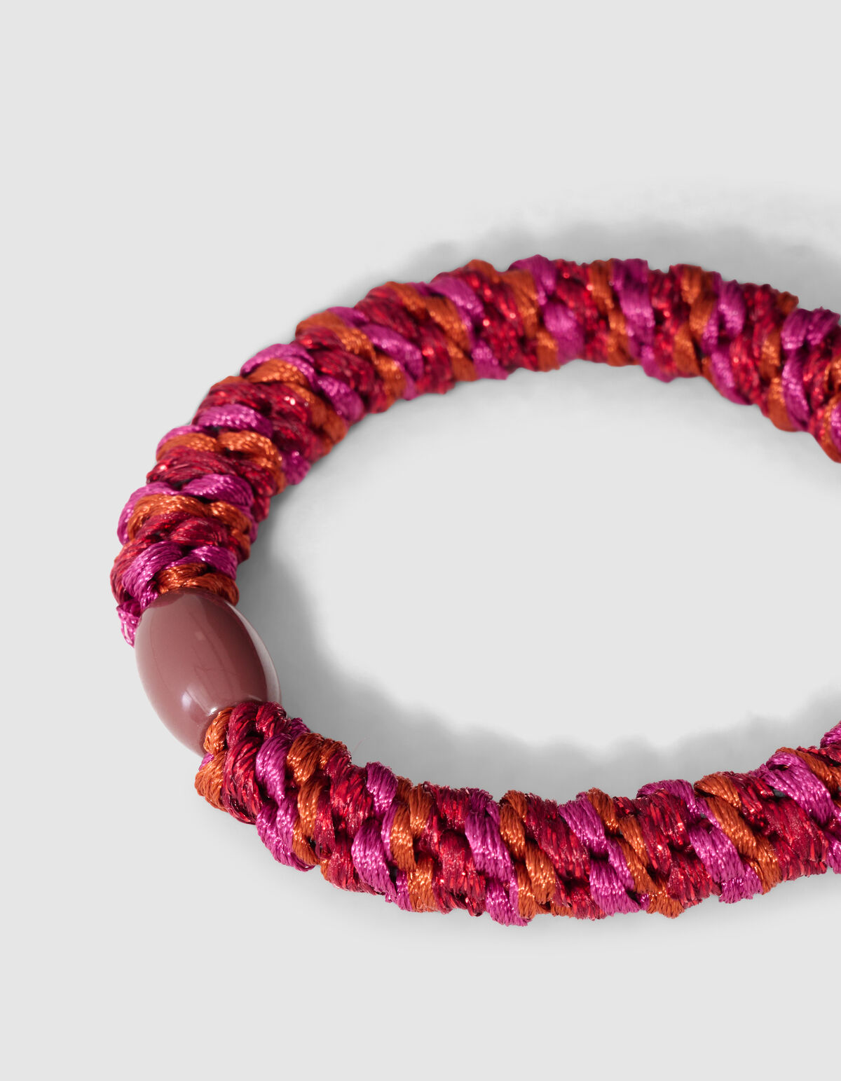 Lurex Haarelastiek Donkeroze/Oranje
