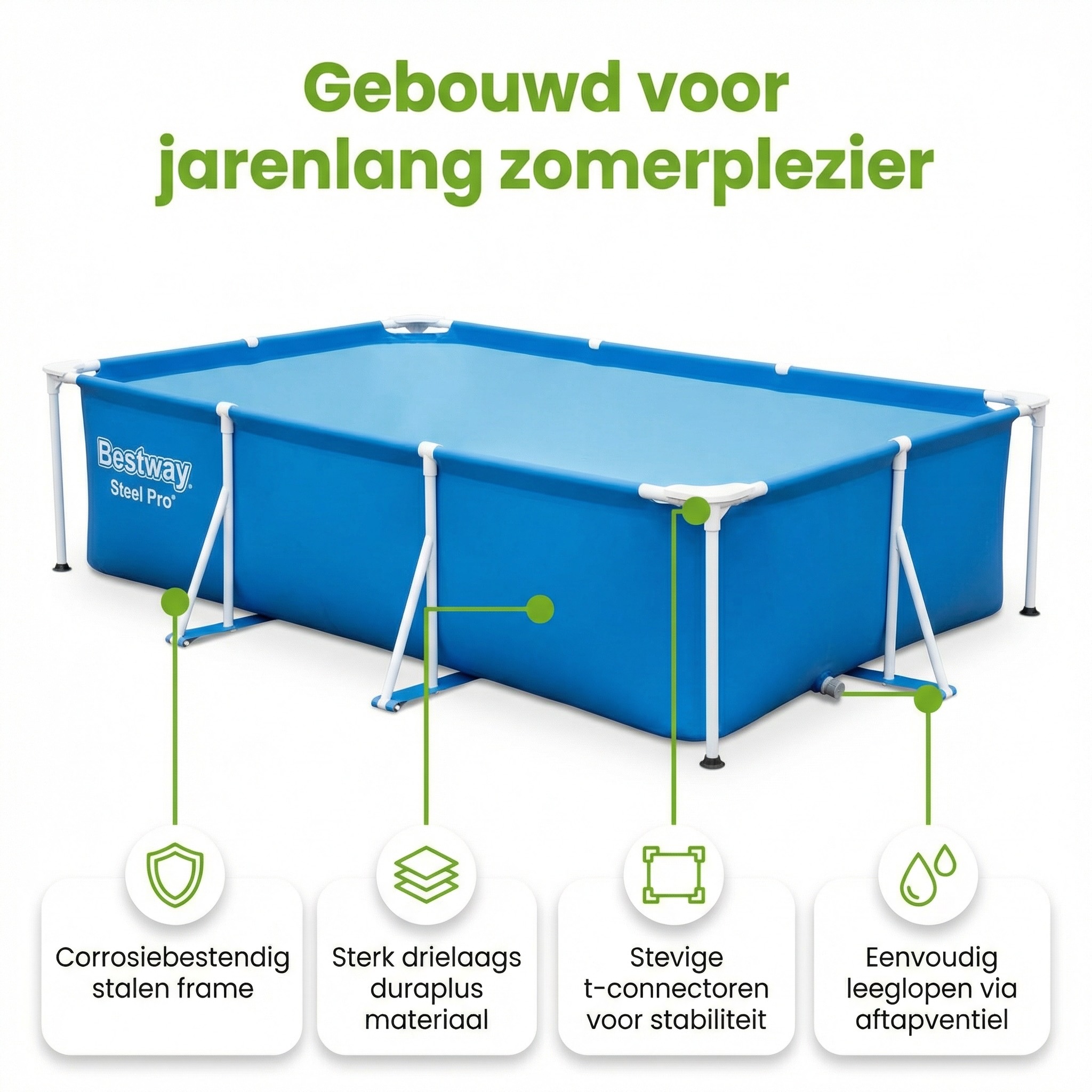 Bestway steel pro 300x201x66cm zwembad – 3-delig
