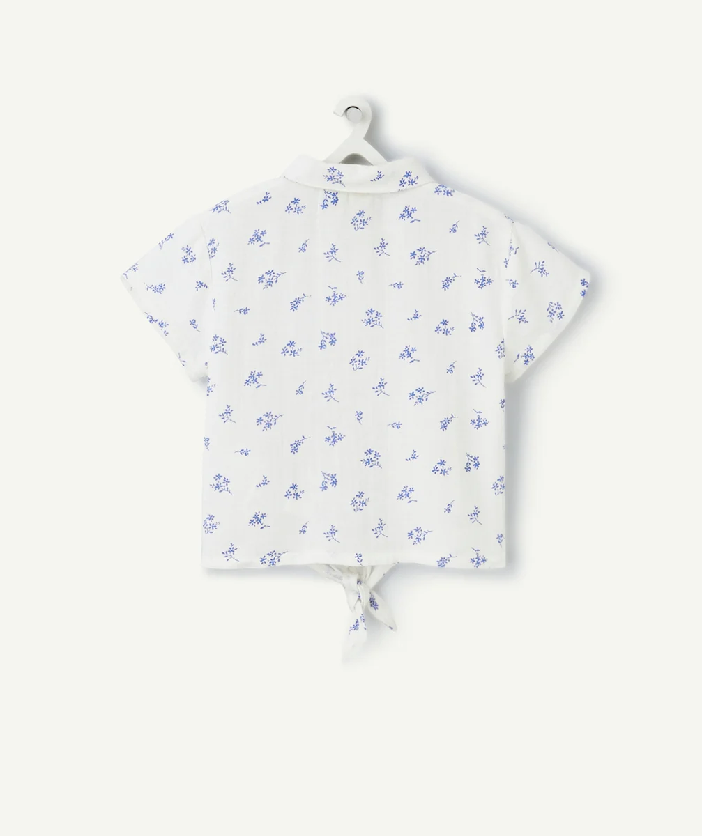 chemise bébé fille en gaze de coton blanche imprimé à fleurs