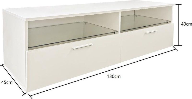 TV kast dressoir Sieno - media meubel game set up - LED verlichting - wit