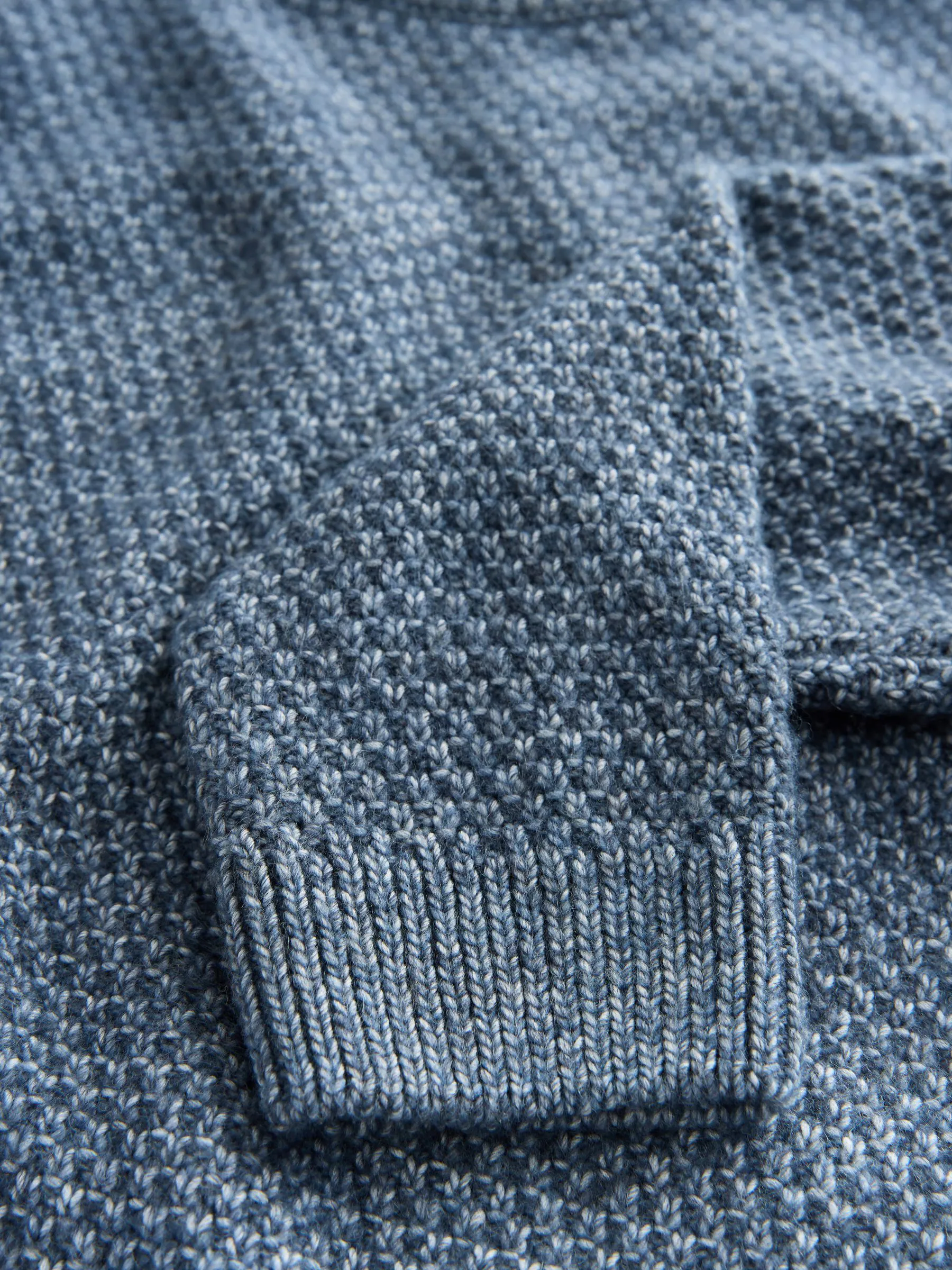 Blauw - Gebreide trui met textuur en ronde hals (3-16jr)