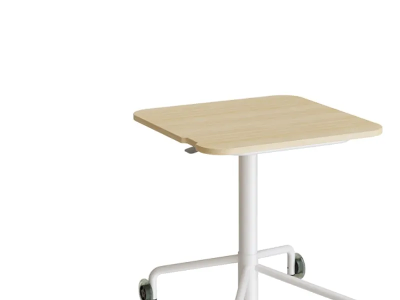 Bord Smile 110, 650x650 mm, Birk laminat, Hvidt stel