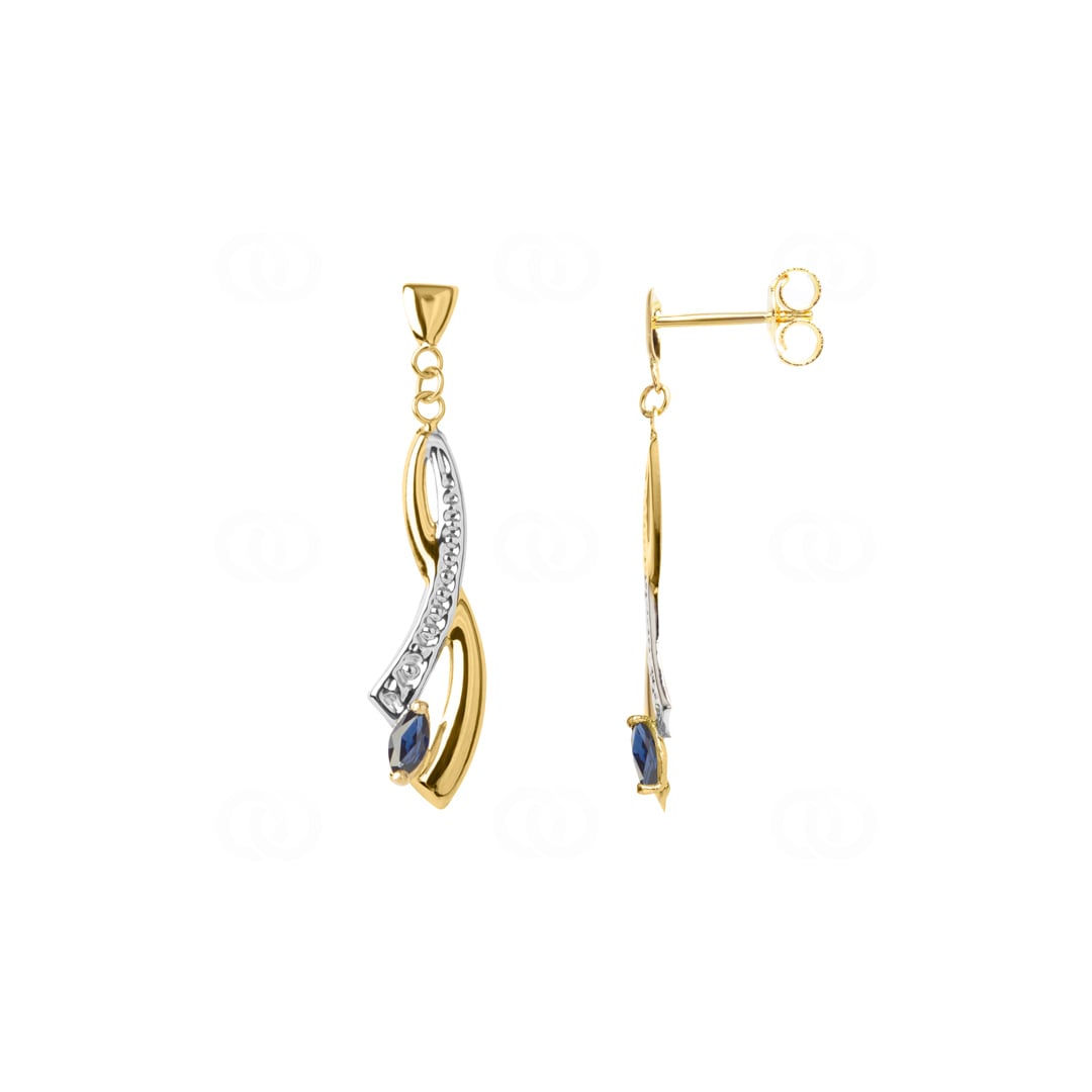 Ohrhänger 750/18 K Gelbgold bicolor mit Saphir