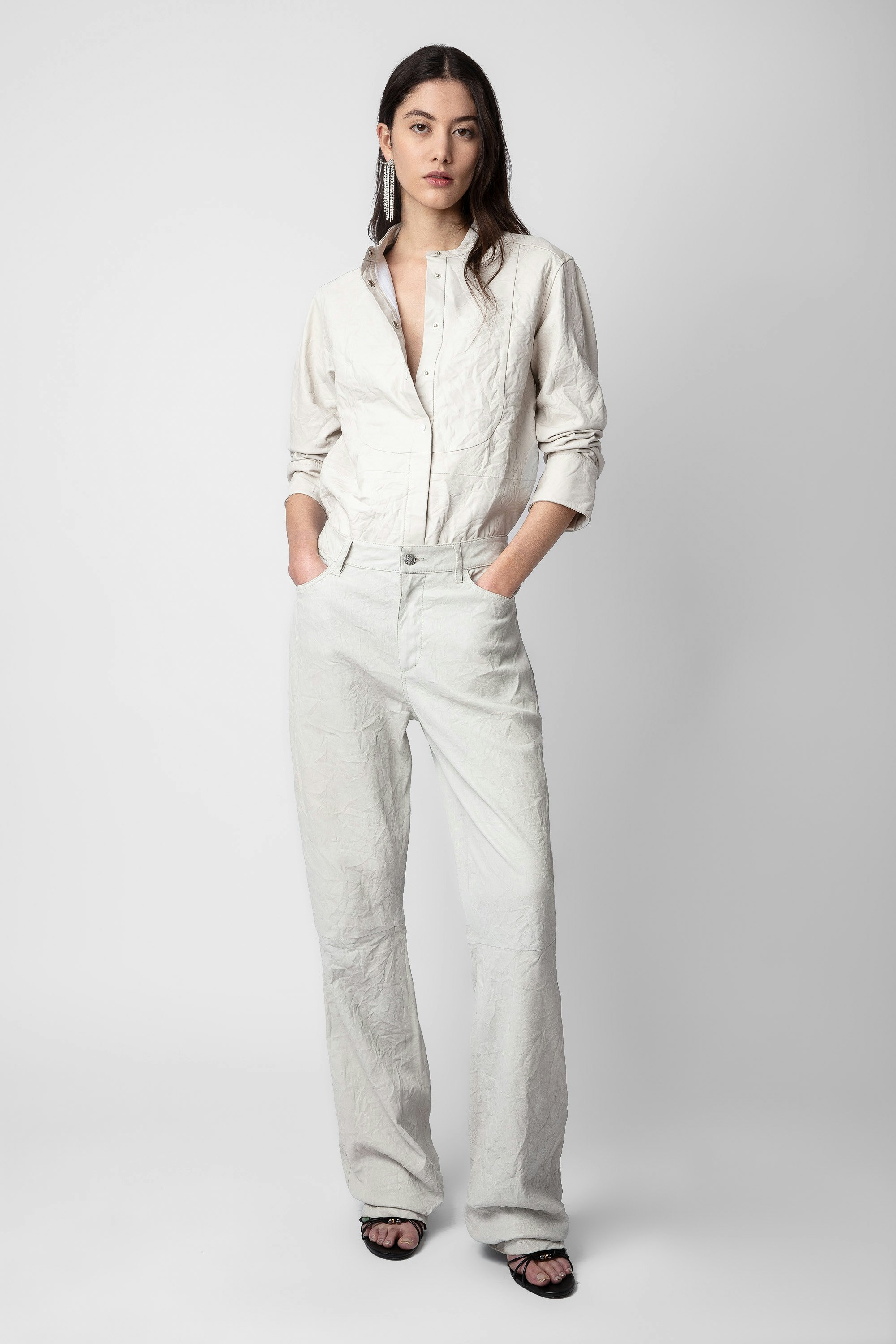 Pantalon Pistol Cuir Froissé