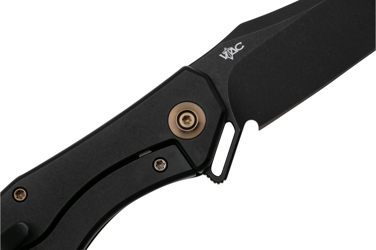 WE Knife RekkeR WE22010G-3 Blackwashed CPM 20CV, Black Titanium Golden Diamond Pattern zakmes, Kyle Lamb design