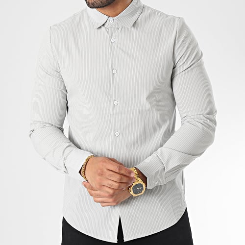 Chemise Manches Longues A Rayures Gris