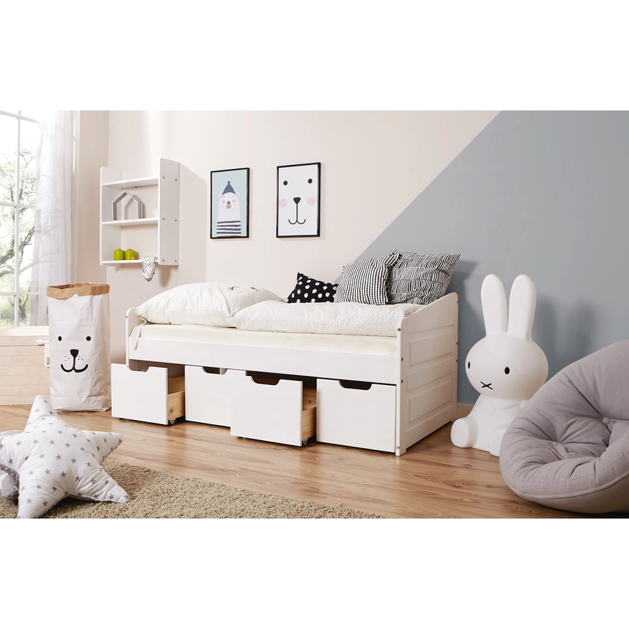 TiCAA Sofabett Micki mini mit 4 Schubladen