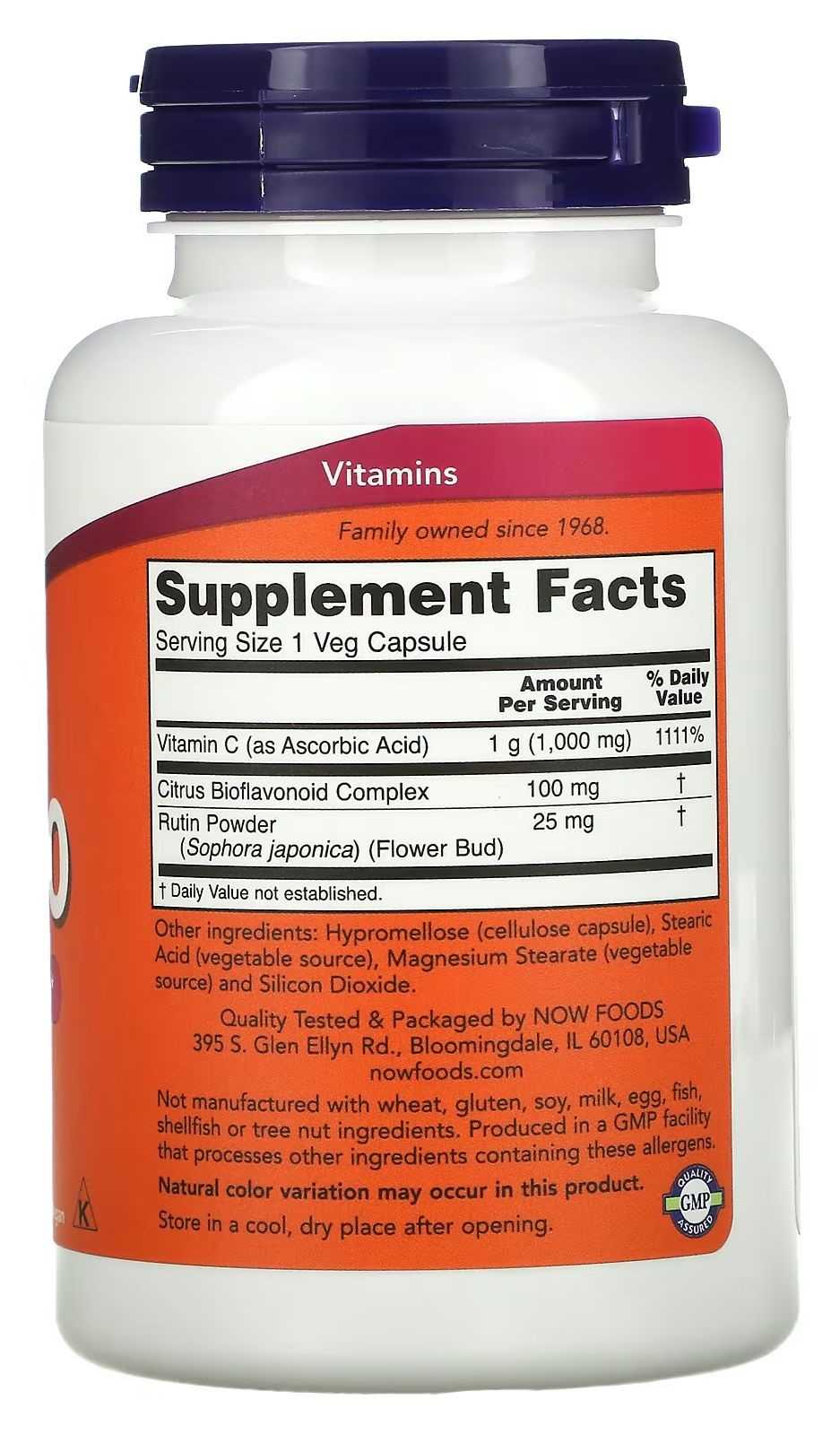 NOW Foods Vitamina C-1000 100 cápsulas veganas