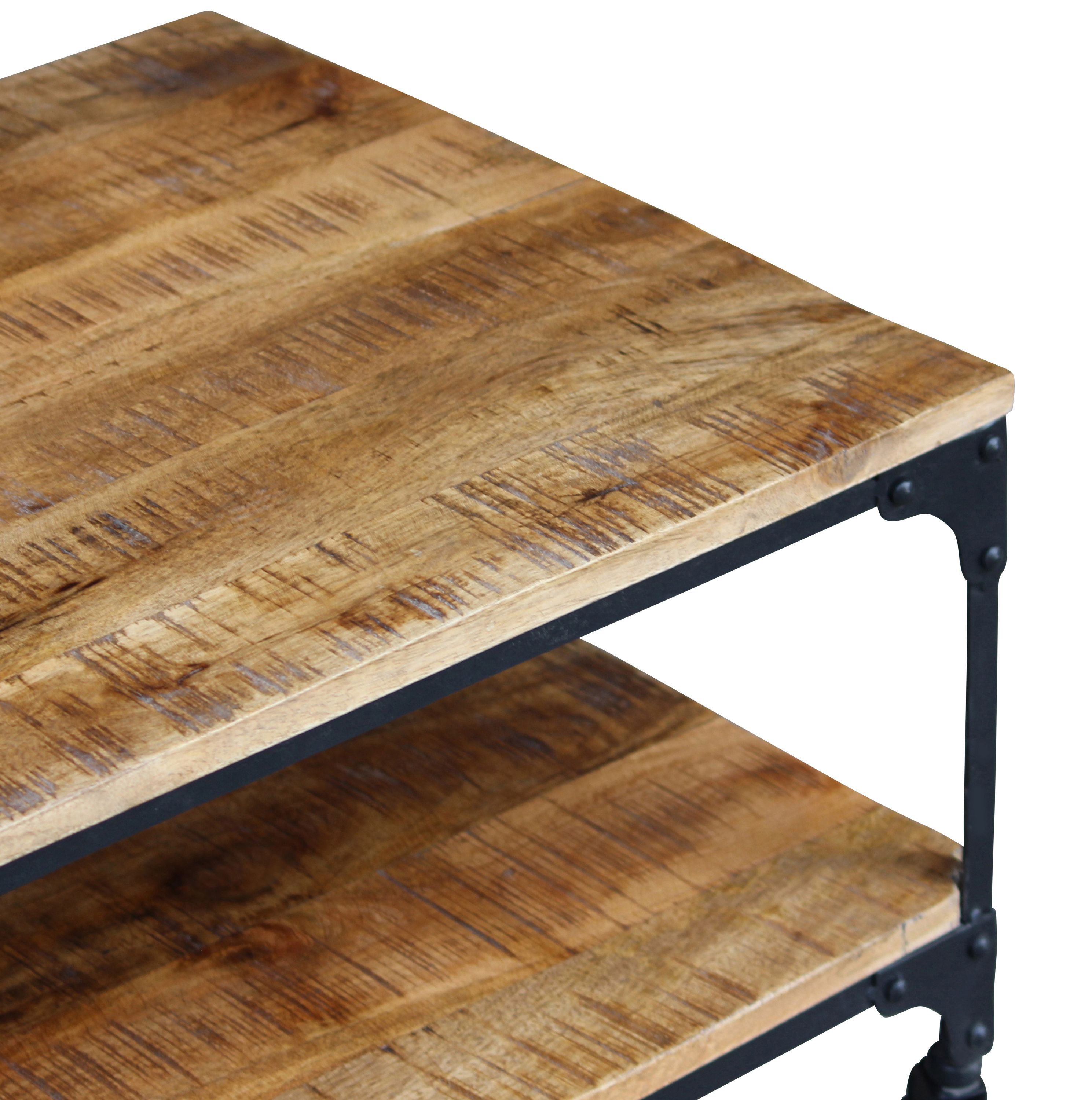 Beistelltisch Holz Vintage BULLOCK mit Rollen