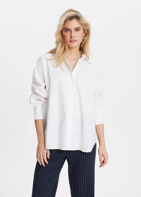 Poplin blouse oversized wit (WIT)