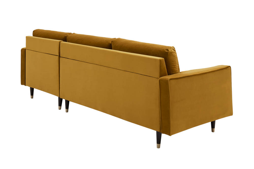 Elegantes Ecksofa COZY VELVET 260cm senfgelb Samt Federkern 3-Sitzer
