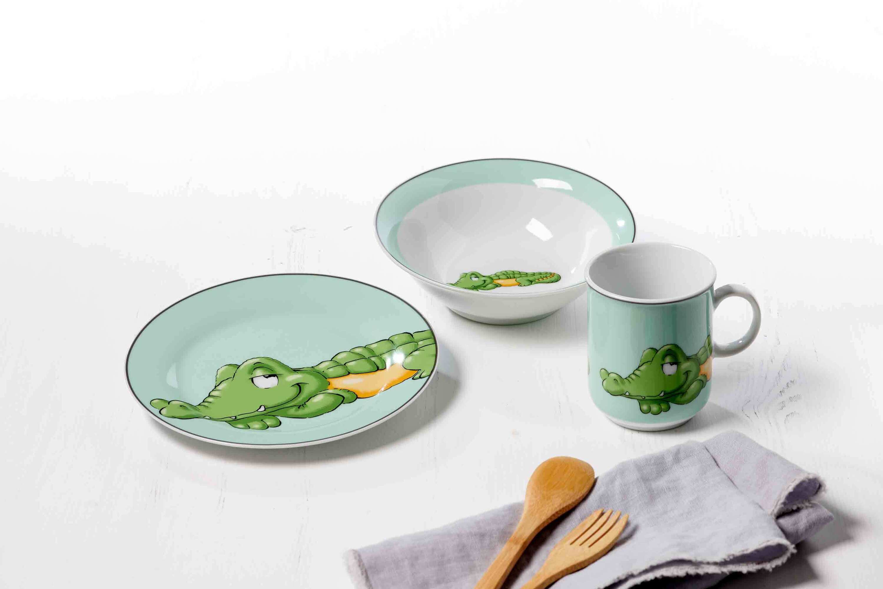 Ritzenhoff & Breker Geschirr-Set mit Kinderbecher Happy Zoo Krokodil 7er Set