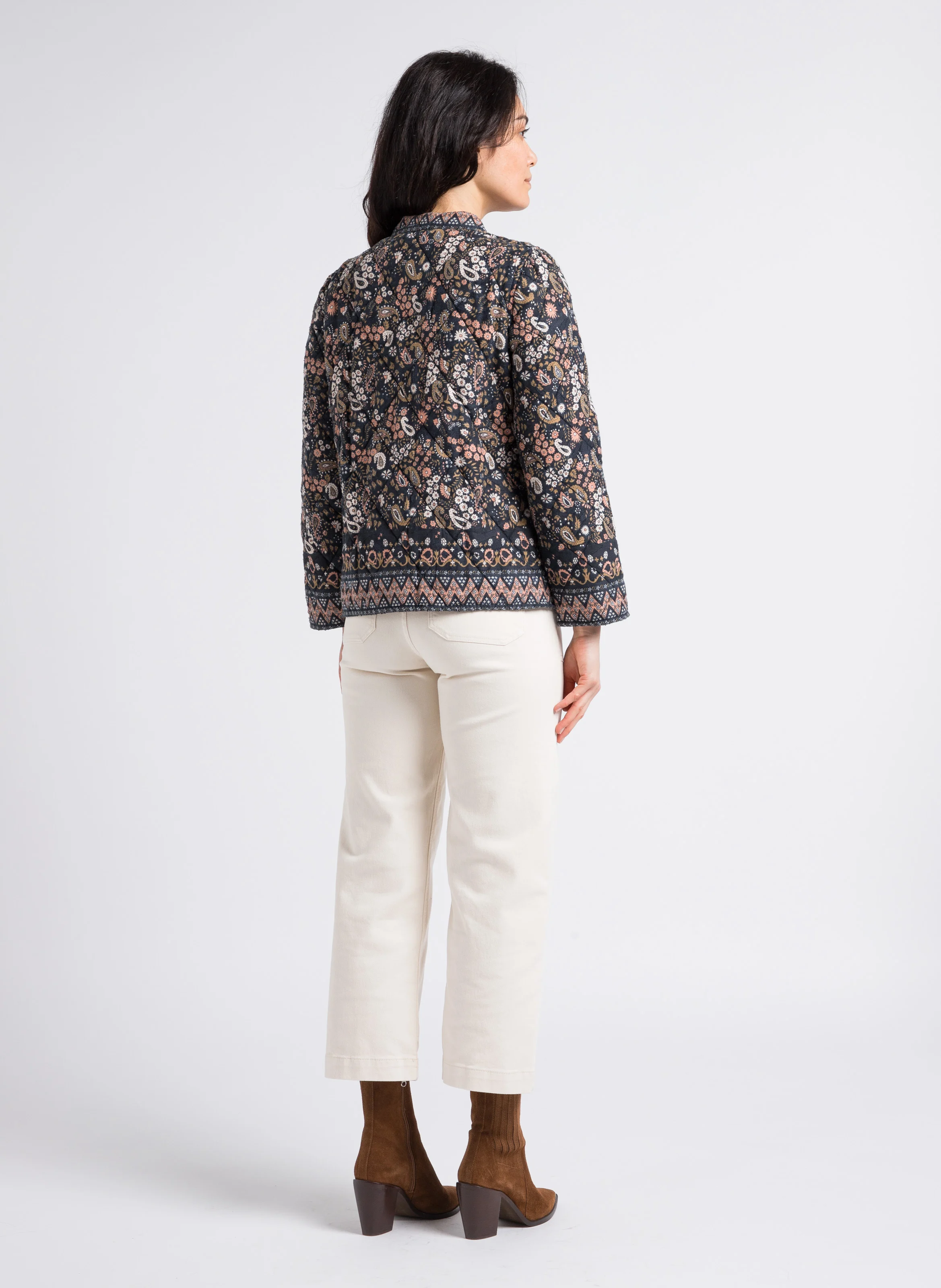 SELYNA - Jean droit taille haute en coton mélangé | Beige