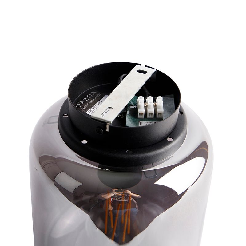 Design plafondlamp zwart met smoke glas - Bliss
