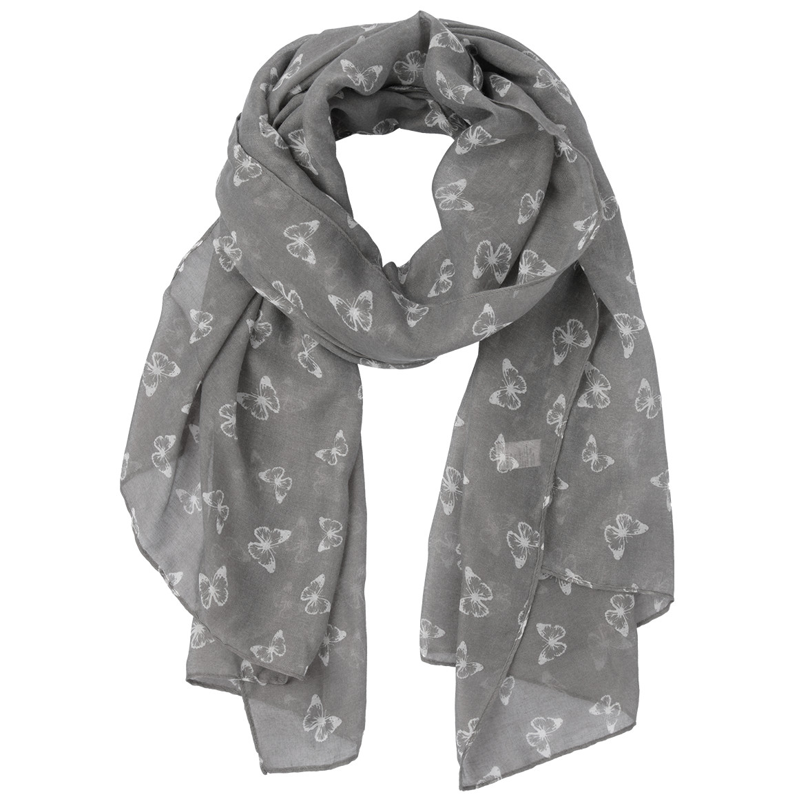 Gina Benotti Damen Tuch mit Schmetterling-Allover grau