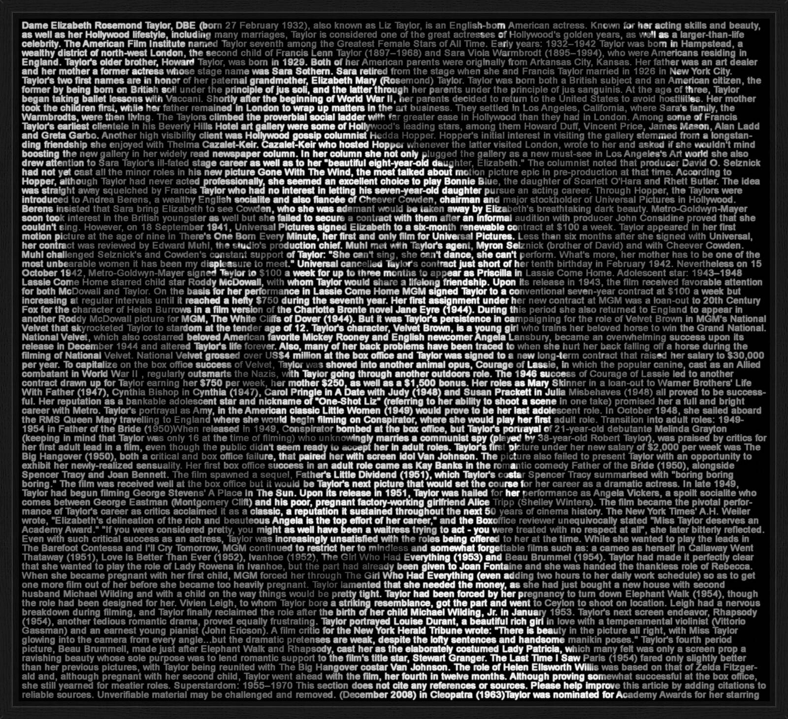 Elizabeth Taylor by Ralph Ueltzhoeffer - Limited Edition. Edition of: 150. Signed.