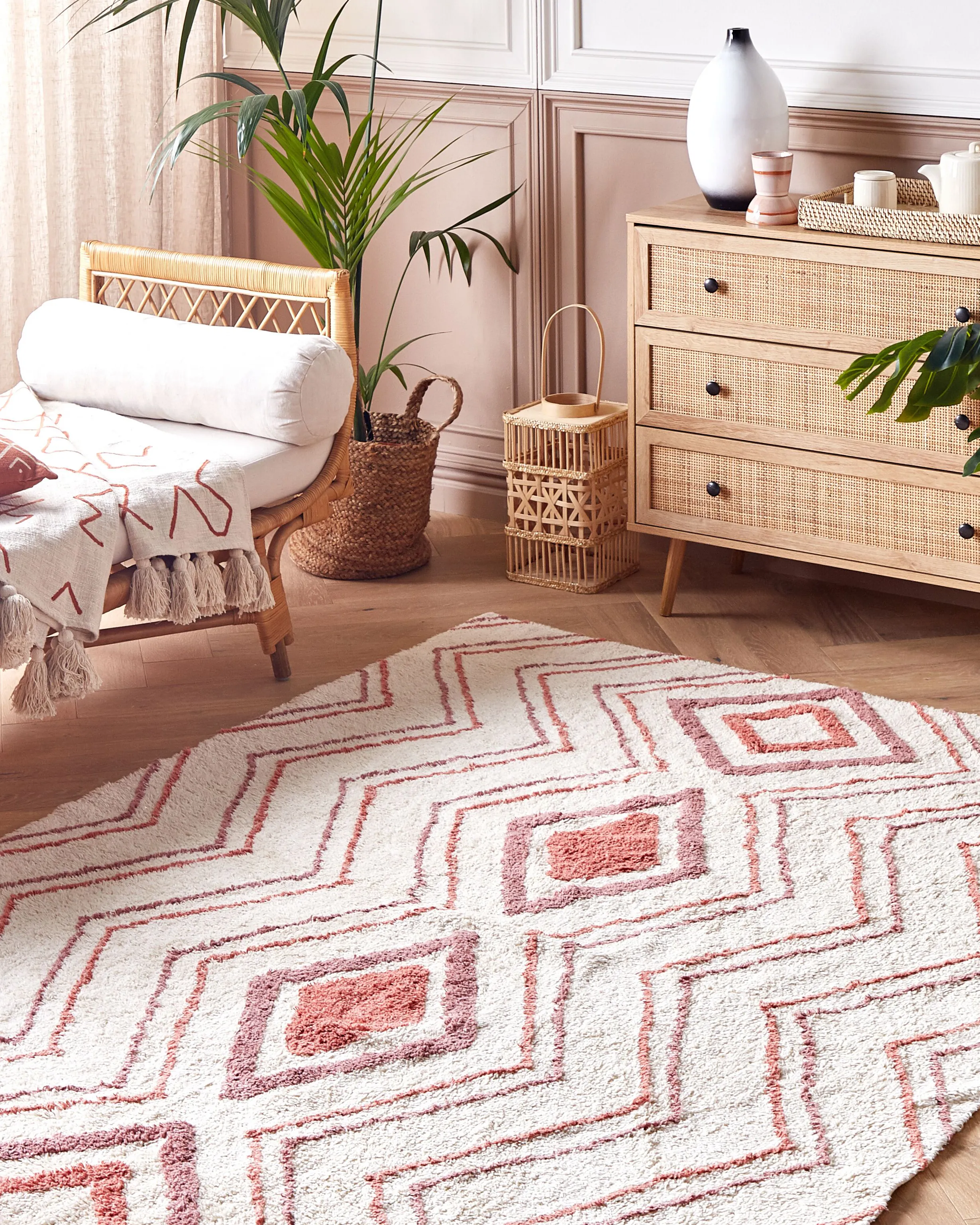 Vloerkleed KASTAMONU Beige 160 x 230 cm Katoen