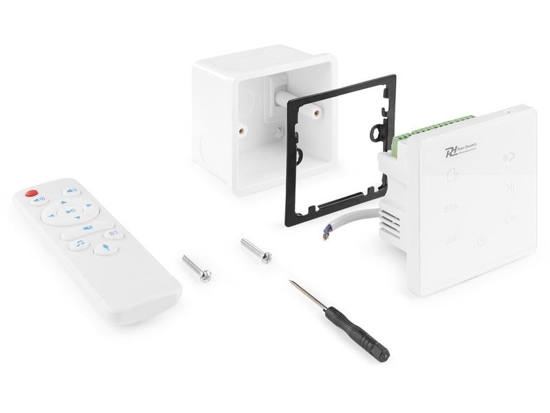 Power Dynamics Verstärker Pro Powerline A100W 4x 20W, Weiss Einbau-Audio System mit Bluetooth und MP3-Player (USB und SD-Karte), für 4 Lautsprecher