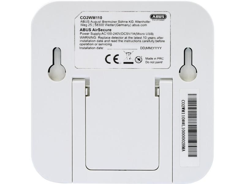 Abus CO2 Sensor AirSecure CO2WM110 mit Display CO2 Messgerät, CO2 Ampel, CO2 Monitor, Feuchtigkeitsmessgerät, Temperaturmessgerät