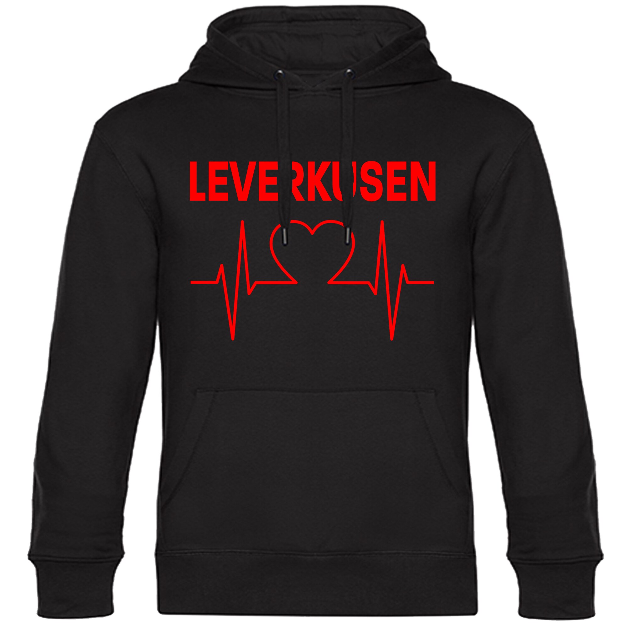 multifanshop® Kapuzen Sweatshirt - Leverkusen - Herzschlag - Druck rot