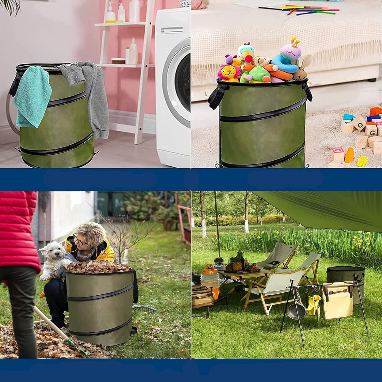 (113L) Pop Up Gartentonne Flexibler Laub Sack Grünabfall Behälter Recycle Tasche - Grün