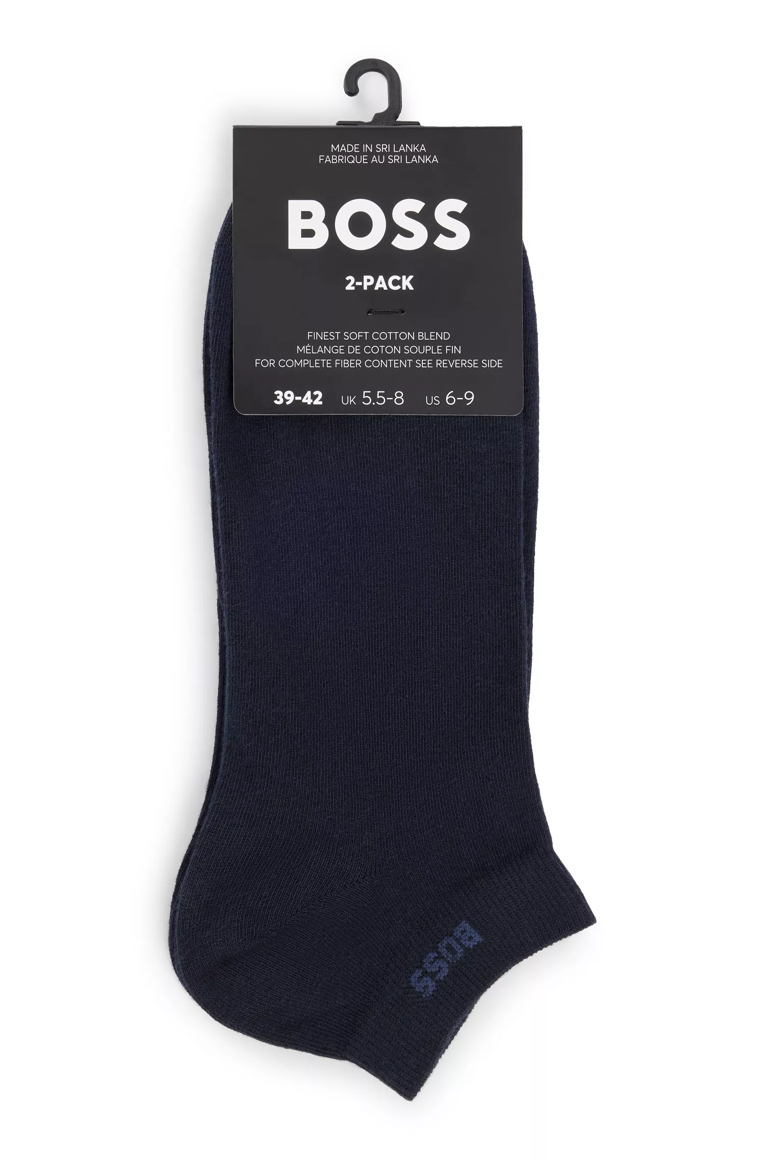 BOSS Black - Pacote com duas meias até o tornozelo em tecido elástico