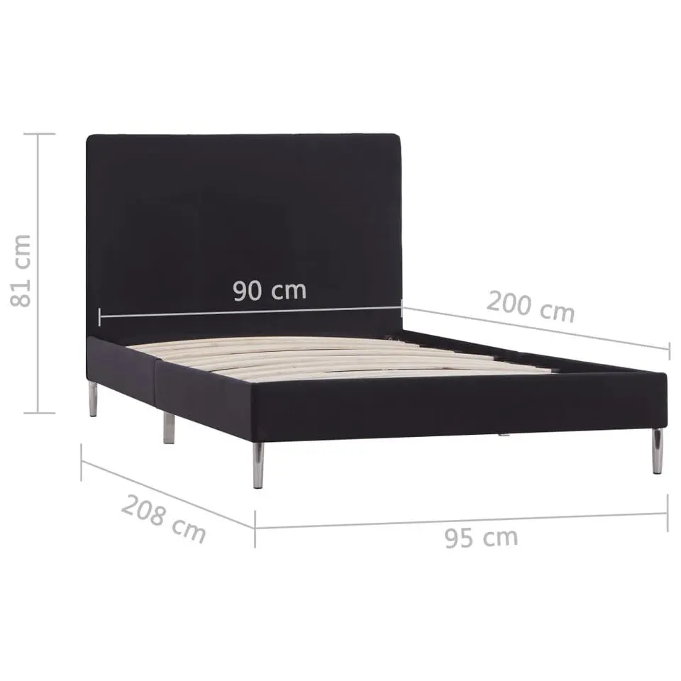 vidaXL - Bed frame met hoofdeinde - Zwart - Stof - 90x200 cm