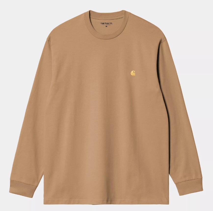 Carhartt WIP LS Chase T-Shirt White / Gold
