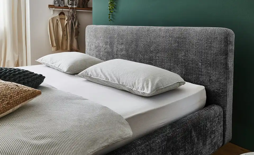 Polsterbettgestell Mattis Anthrazit Bouclé 140 cm ohne Bettkasten