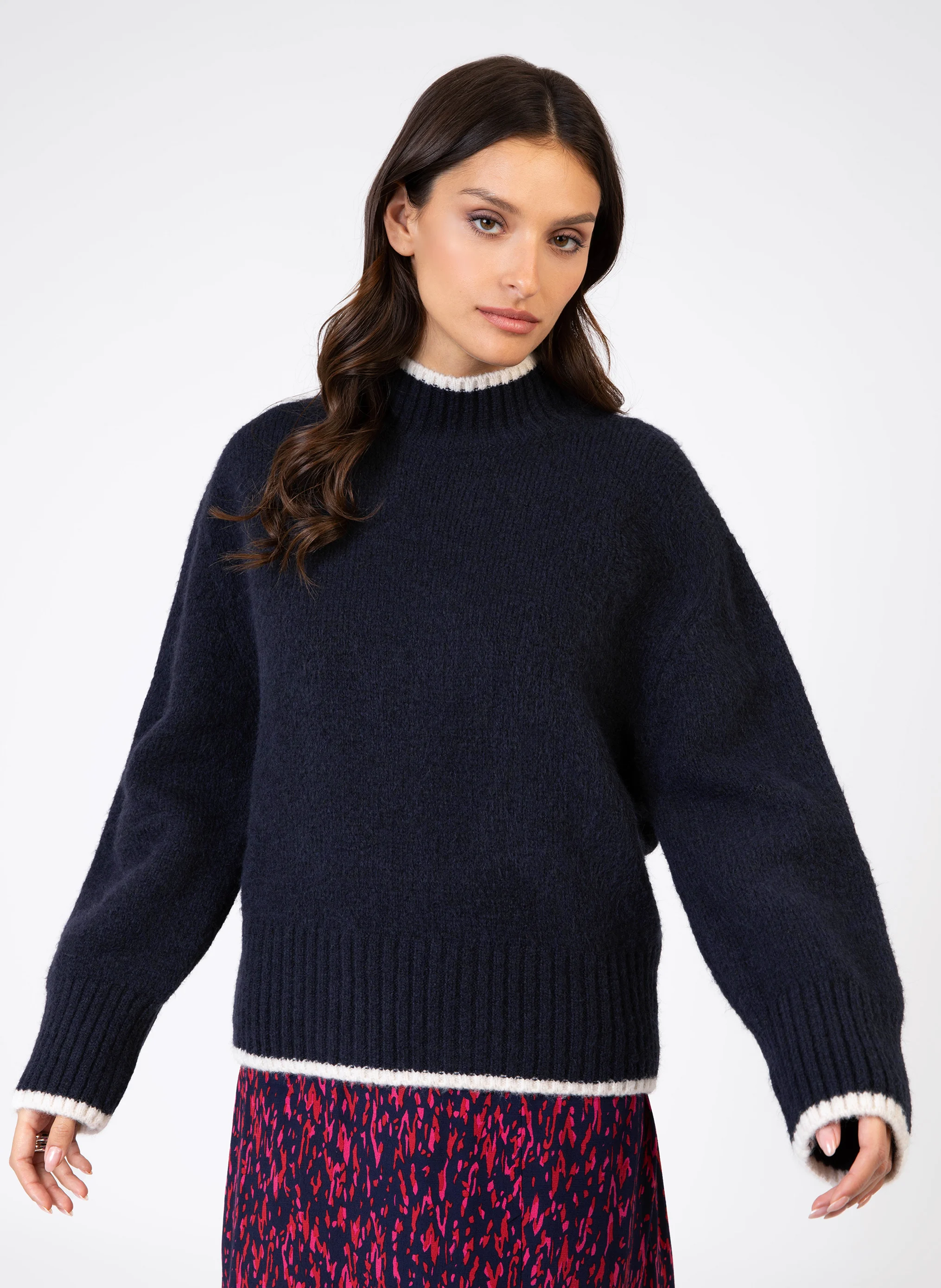 LEROLANA - Pull col montant | Bleu