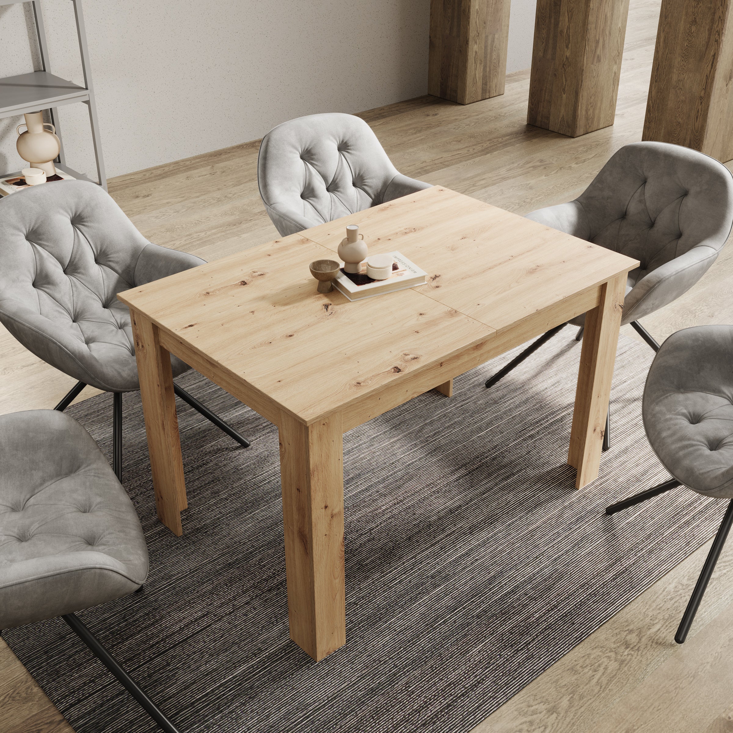 Haverford - Eetkamertafel - Uitschuifbaar - Eikenpatroon - 120x80x76cm