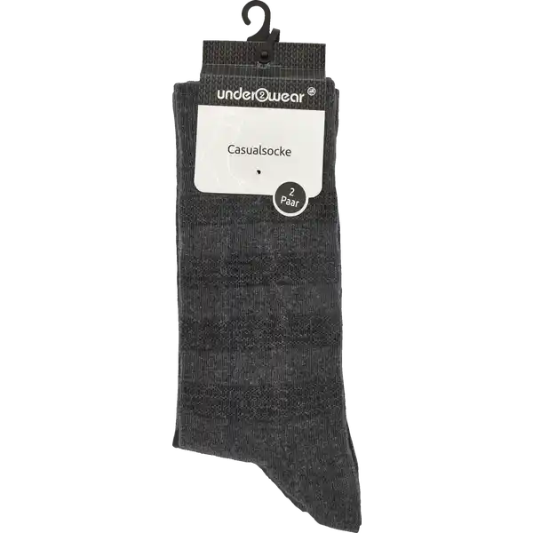 Herren Casualsocke Doppelpack uni Streifen anthrazit 43 / 46