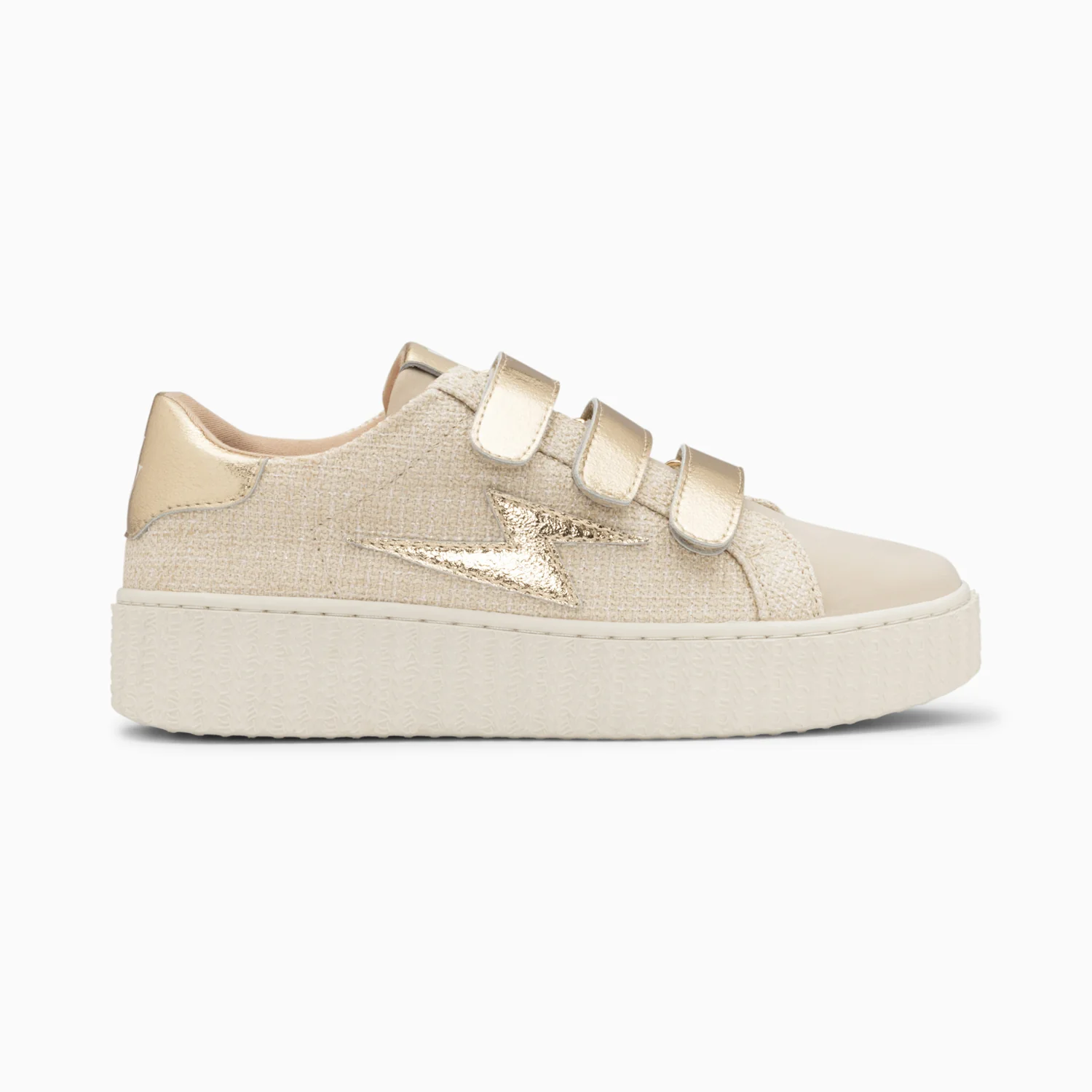 Sneakers-Baskets éclair Summer beige et or à scratchs