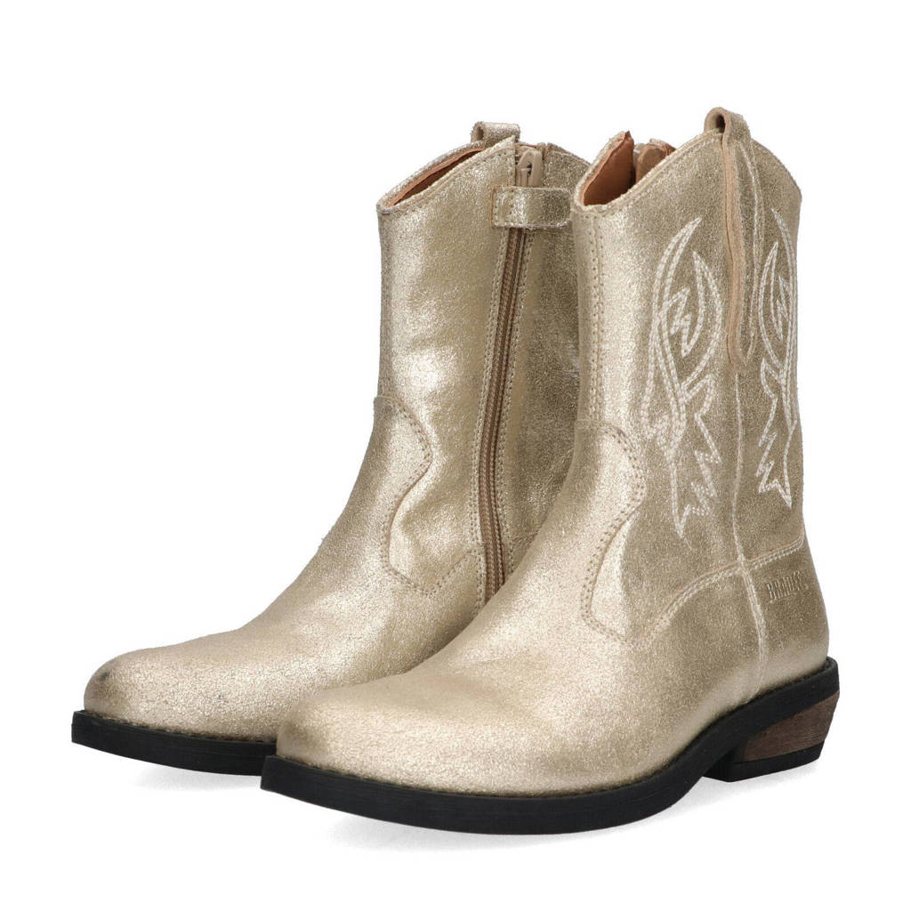 Braqeez Camilla suède cowboylaarzen goud