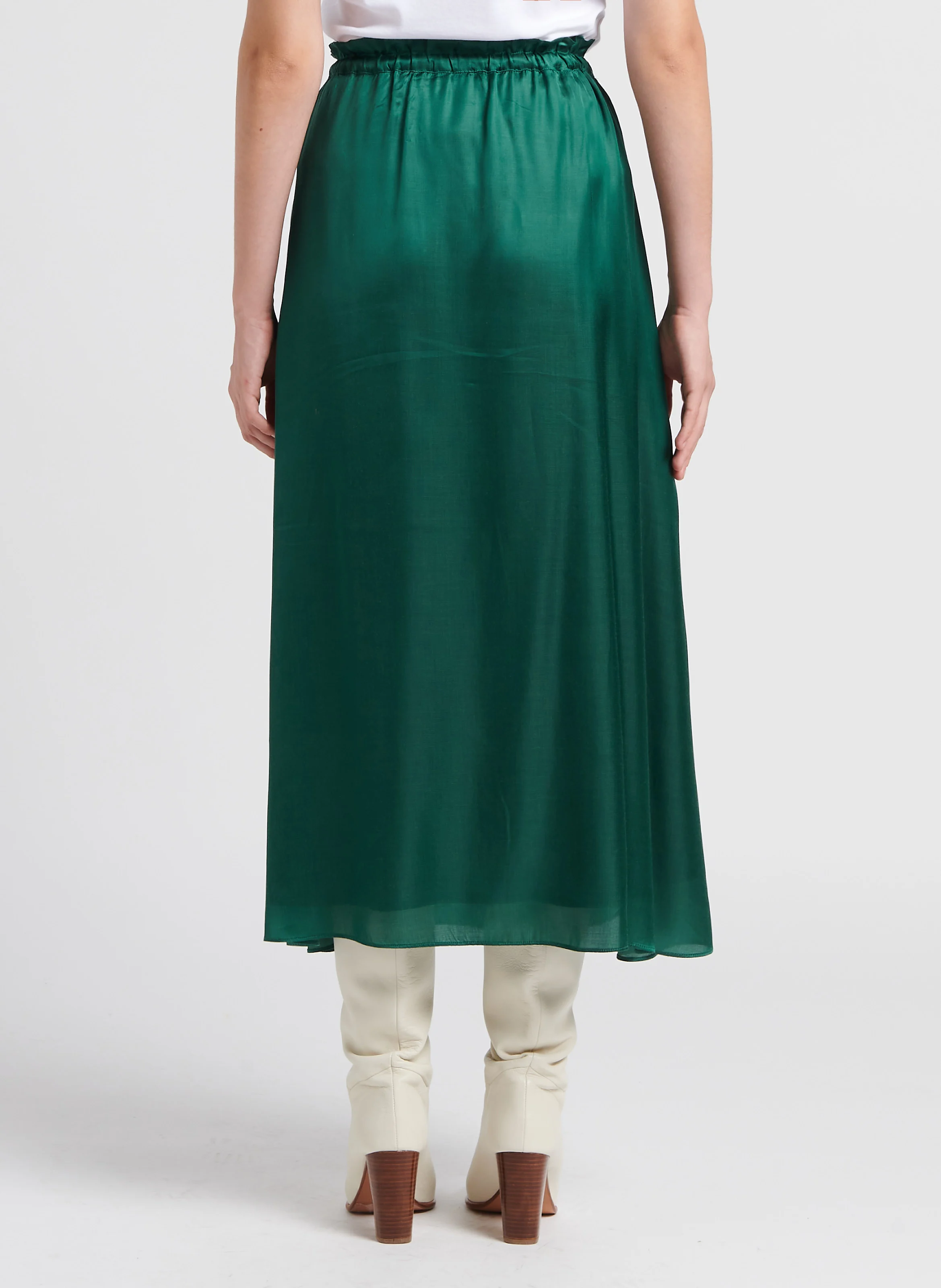 JULIETTE - Jupe midi évasée taille haute | Vert