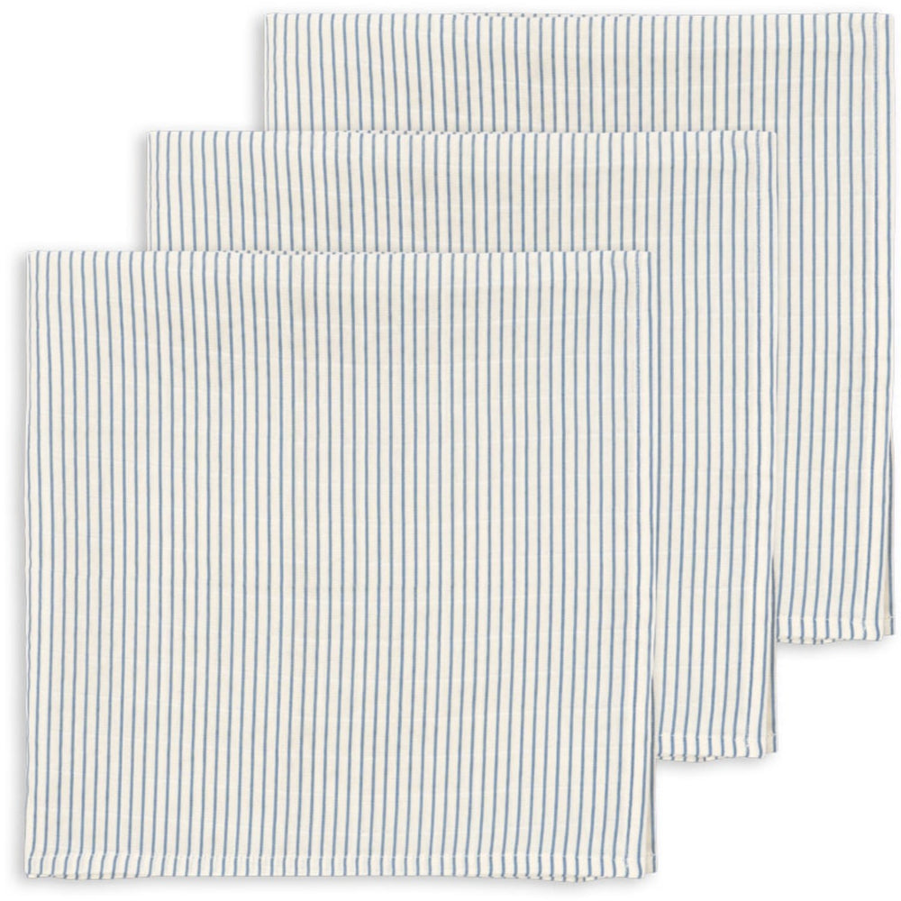 Køb Konges Sløjd Stripe Bluie 3 Pak Muslin Cloth GOTS