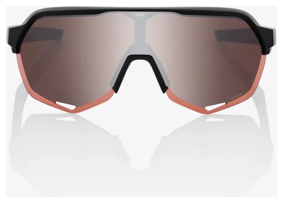 Lunettes 100% S2 Soft Tact Noir - Lentille HiPER Miroir Crimson Silver
