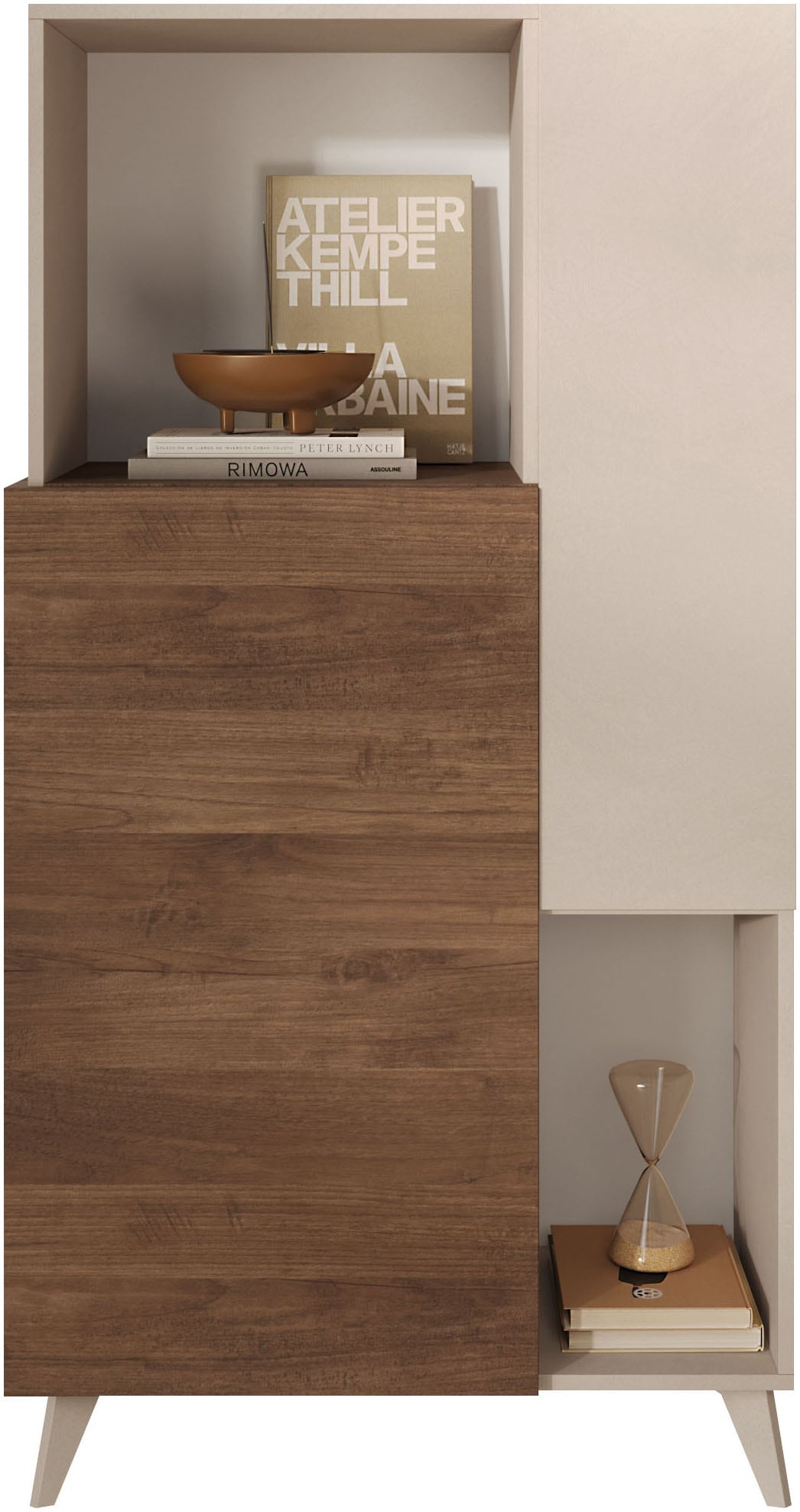 INOSIGN Highboard »Monaco Höhe 154 cm, Stauraumschrank mit 2 Türen (4 Fächer) und 2 offen« Hohe, schmale Kommode – sanftes Schliessen, edles Design, viel Platz